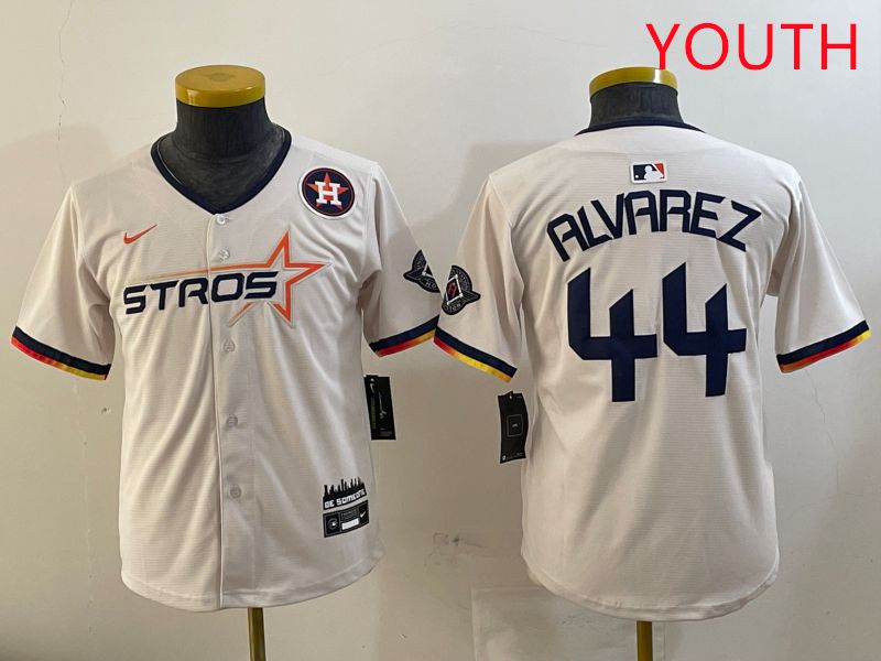 Youth Houston Astros #44 Alvarez Cream Three generations Joint Name 2025 Nike MLB Jersey style 4119->youth mlb jersey->Youth Jersey